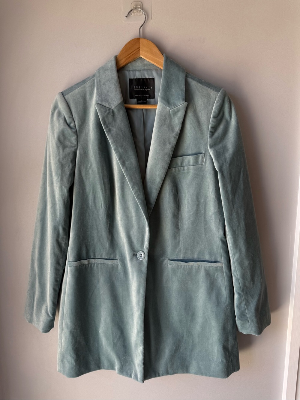 Sanctuary Velvet Oversized Blazer French Blue